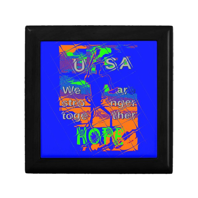 United States Psychedelic Hope: Blue Unity Art Jewelry Box (Front)