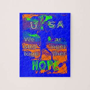 United States Psychedelic Hope: Blue Unity Art Jigsaw Puzzle