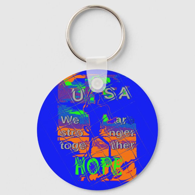 United States Psychedelic Hope: Blue Unity Art Keychain (Front)
