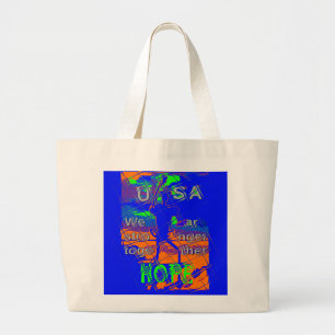 United States Psychedelic Hope: Blue Unity Art Large Tote Bag
