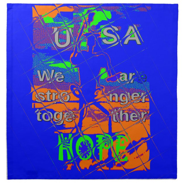 United States Psychedelic Hope: Blue Unity Art Napkin (Front)