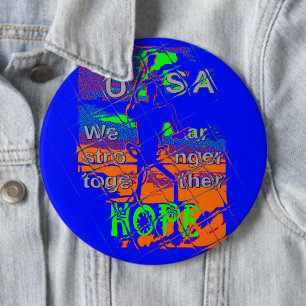 United States Psychedelic Hope: Blue Unity Art Pinback Button