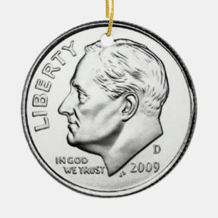 United States Roosevelt Dime Ceramic Ornament