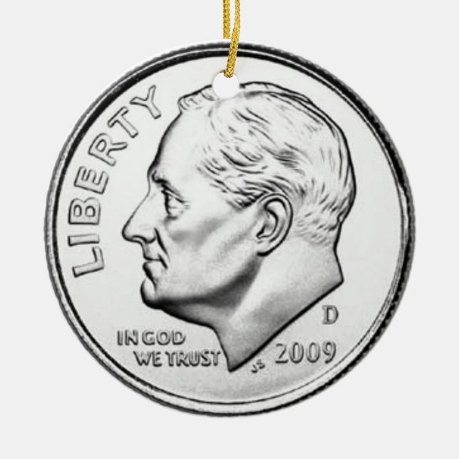 United States Roosevelt Dime Ceramic Ornament (Front)