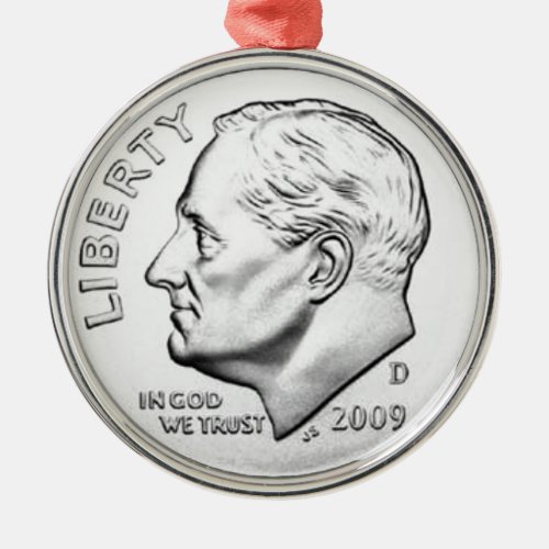 United States Roosevelt Dime Metal Ornament