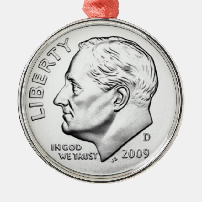 United States Roosevelt Dime Metal Ornament (Front)