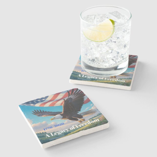 United States Semiquincentennial Eagle • 1776–2026 Stone Coaster (Side)