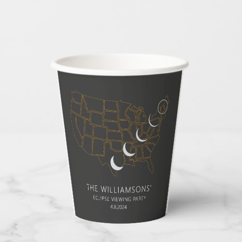United States Solar Eclipse 482024 State Map Paper Cups