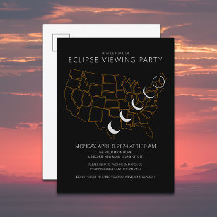 United States Solar Eclipse 4.8.2024 Viewing Party Invitation Postcard