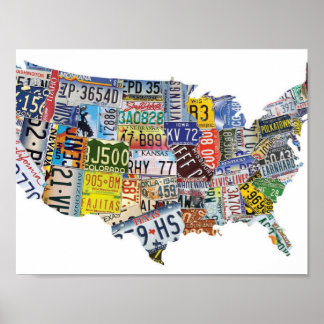 UNITED STATES STATE LICENSE PLATES POSTER