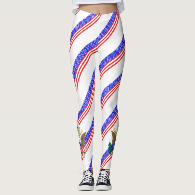 United States stripes flag Leggings (Front)