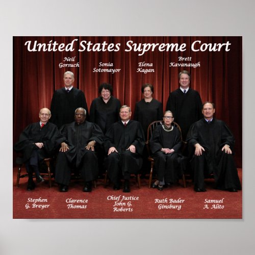 United States Supreme Court Justices 2018 Poster