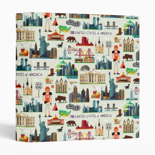 United States Symbols Pattern 3 Ring Binder