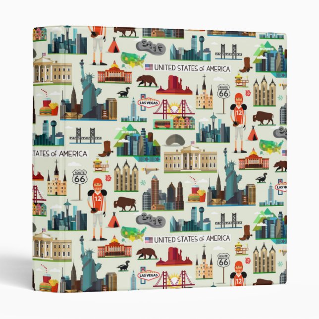 United States Symbols Pattern 3 Ring Binder (Front/Spine)
