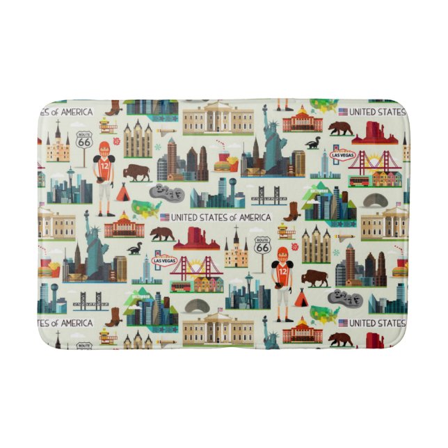 United States Symbols Pattern Bathroom Mat (Front)