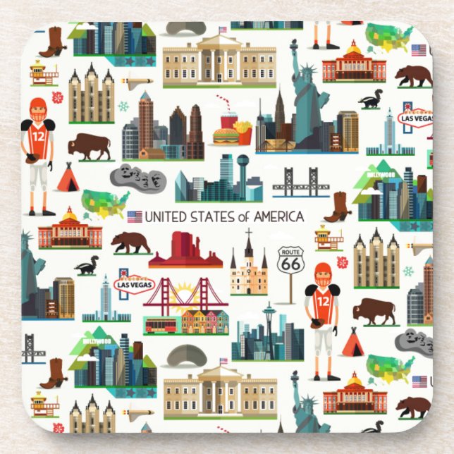 United States Symbols Pattern Coaster (Front)