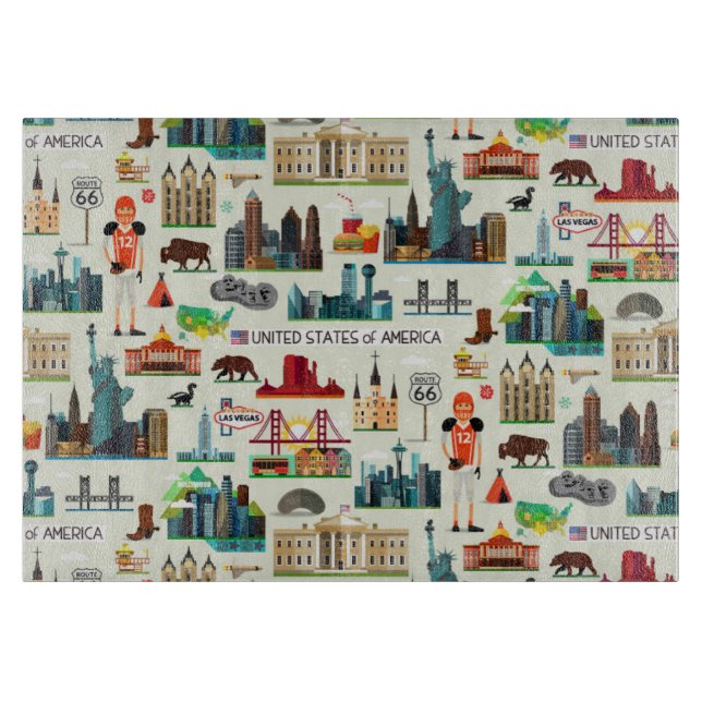 United States Symbols Pattern Cutting Board (Front)