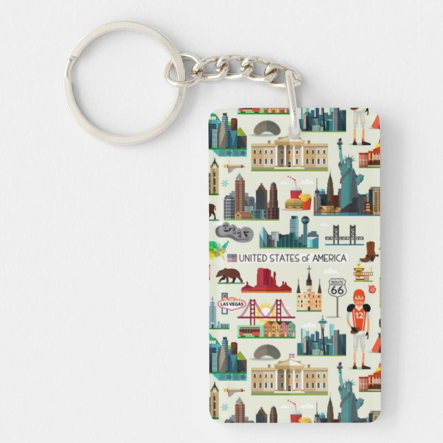 United States Symbols Pattern Keychain (Front)