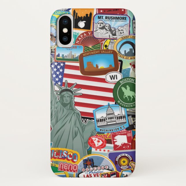 United States Travel Sticker Pattern Case-Mate iPhone Case (Back)