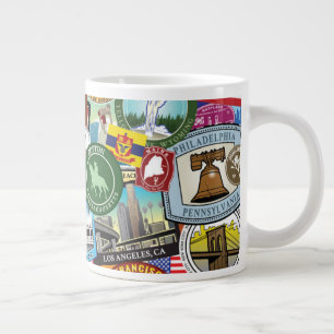 United States Travel Sticker Pattern Giant Coffee Mug