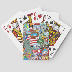 United States Travel Sticker Pattern Poker Cards