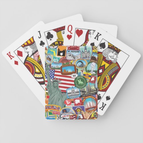 United States Travel Sticker Pattern Poker Cards