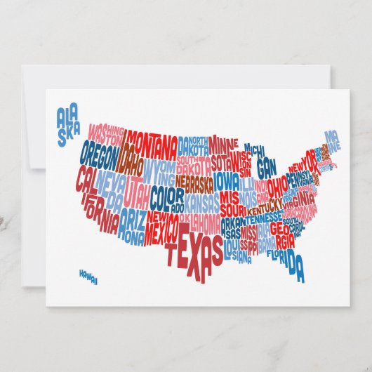 United States Typography Text Map (Front)