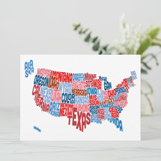 United States Typography Text Map (Standing Front)