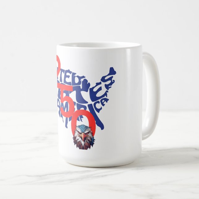 United States | USA | America 250 Map and Eagle Coffee Mug (Front Right)