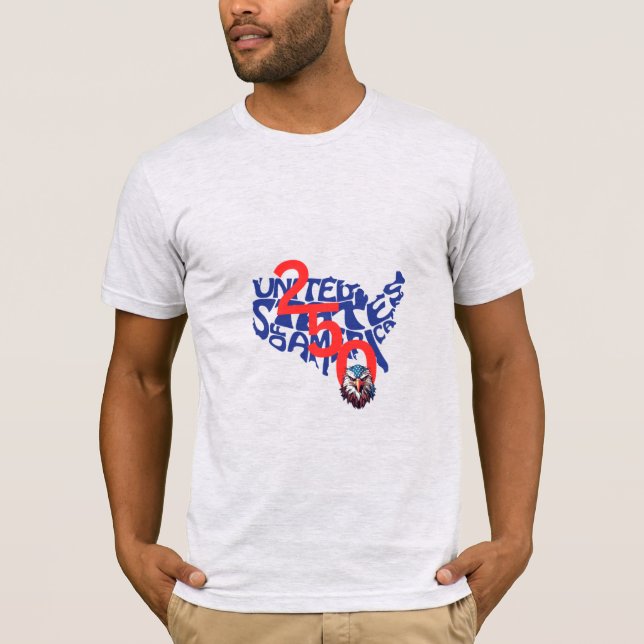 United States | USA | America 250 Map and Eagle T-Shirt (Front)