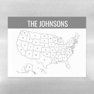 United States USA Travel Map Mark your Travels Magnetic Dry Erase Sheet