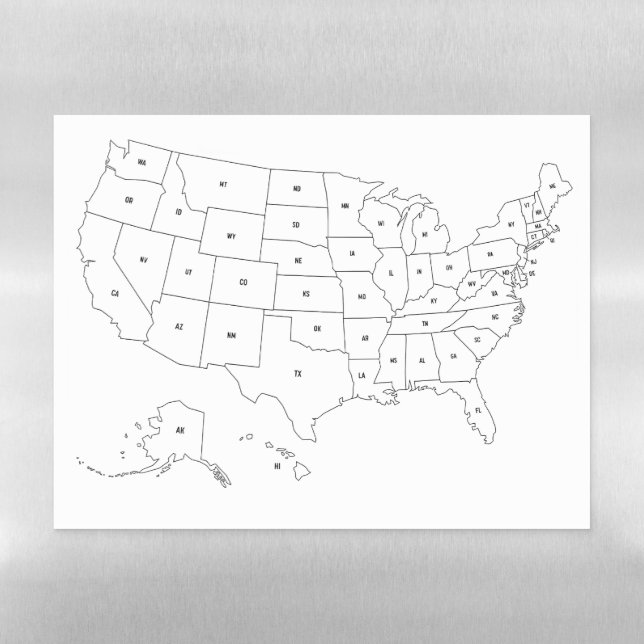 United States USA Travel Map Mark your Travels Magnetic Dry Erase Sheet (Horizontal)