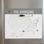 United States USA Travel Map Mark your Travels Magnetic Dry Erase Sheet<br><div class="desc">This design may be personalized in the area provided by changing the photo and/or text. Or it can be customized by clicking Personalize this Template and then choosing the click to customize further option and delete or change the color of the background, add text, change the text color or style,...</div>