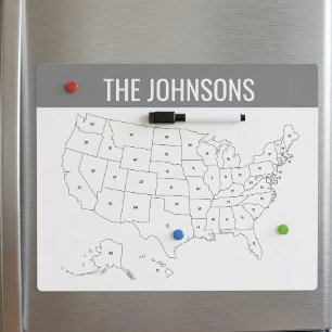 United States USA Travel Map Mark your Travels Magnetic Dry Erase Sheet