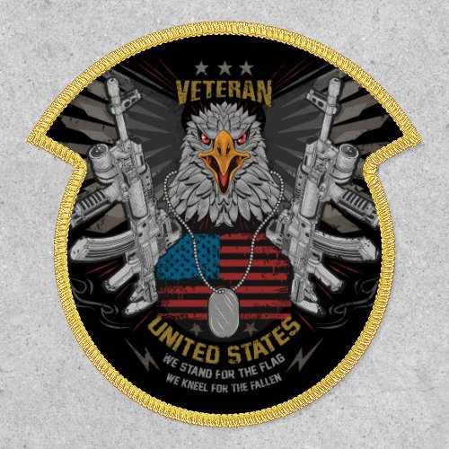 United States Veteran Eagle Kneel for Fallen Patch