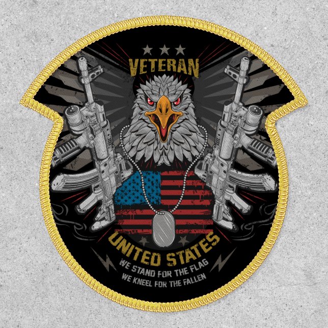 United States Veteran Eagle Kneel for Fallen Patch (Front)