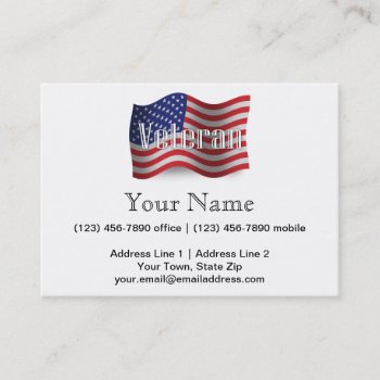 United States Veteran Waving Flag Business Card by representshop at Zazzle