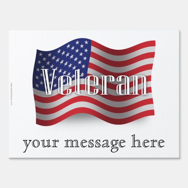 United States Veteran Waving Flag Yard Sign (Front)