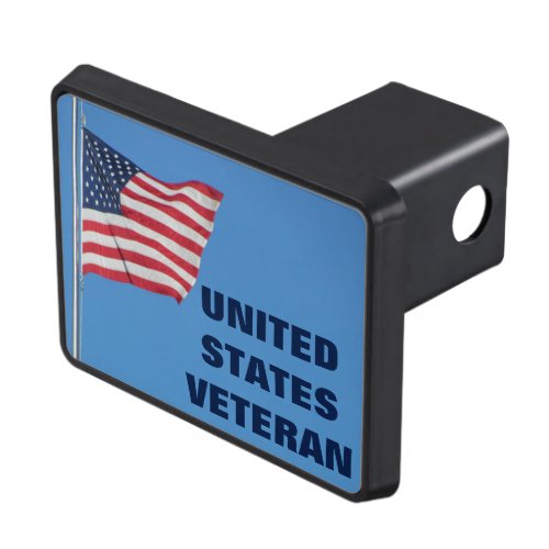 United States Veteran with American Flag Hitch Cover