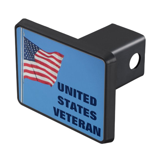 United States Veteran with American Flag Hitch Cover (Top Right)
