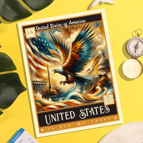 United States  Vintage Painting Postcard