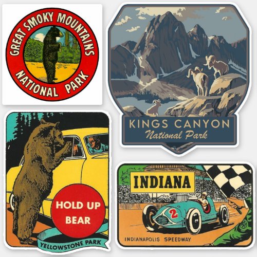 United States Vintage Style Travel Stickers
