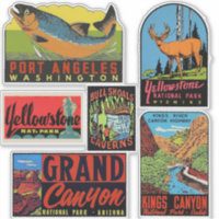 United States Vintage Style Travel Stickers