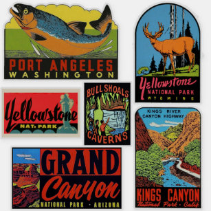 United States Vintage Style Travel Stickers