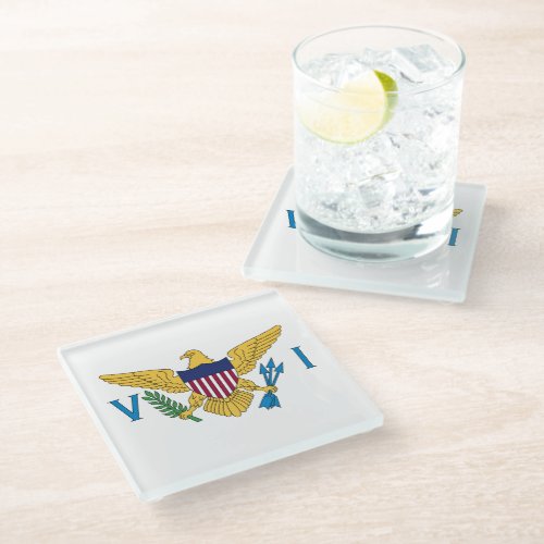 United States Virgin Islands Flag Glass Coaster