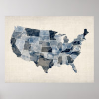 United States Watercolor Map Poster