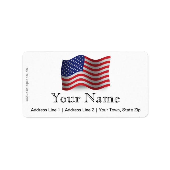 United States Waving Flag Label (Front)
