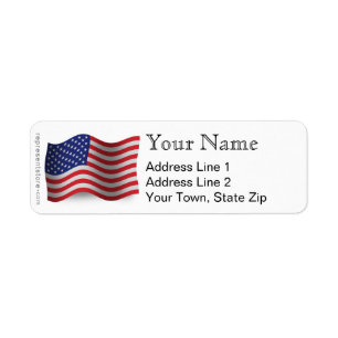 United States Waving Flag Label
