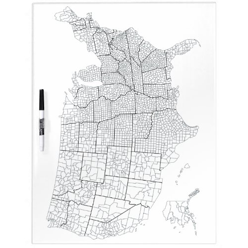 United States with Counties Blank Outline Map Dry Erase Board