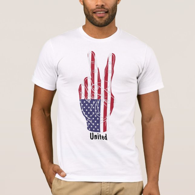United USA Flag Peace Sign T-Shirt (Front)